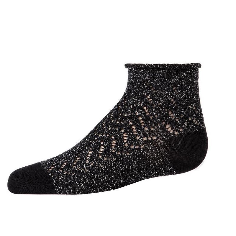 Memoi Fuzzy Shimmer Cotton Blend Anklet Socks