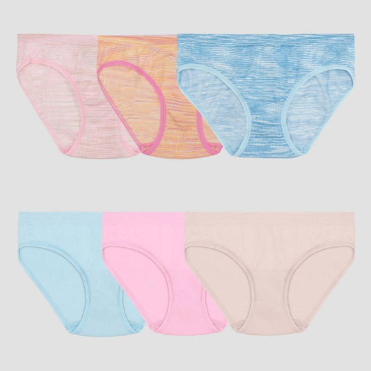 ملابس داخلية هيبستر بدون درزات للبنات من Fruit of the Loom، عبوة من 6 قطع