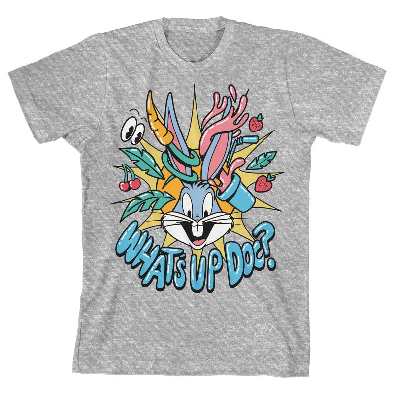 تي شيرت جرافيكي للأولاد الصغار برسومات شخصية باغز باني من لوني تونز باللون الرمادي الفاتح