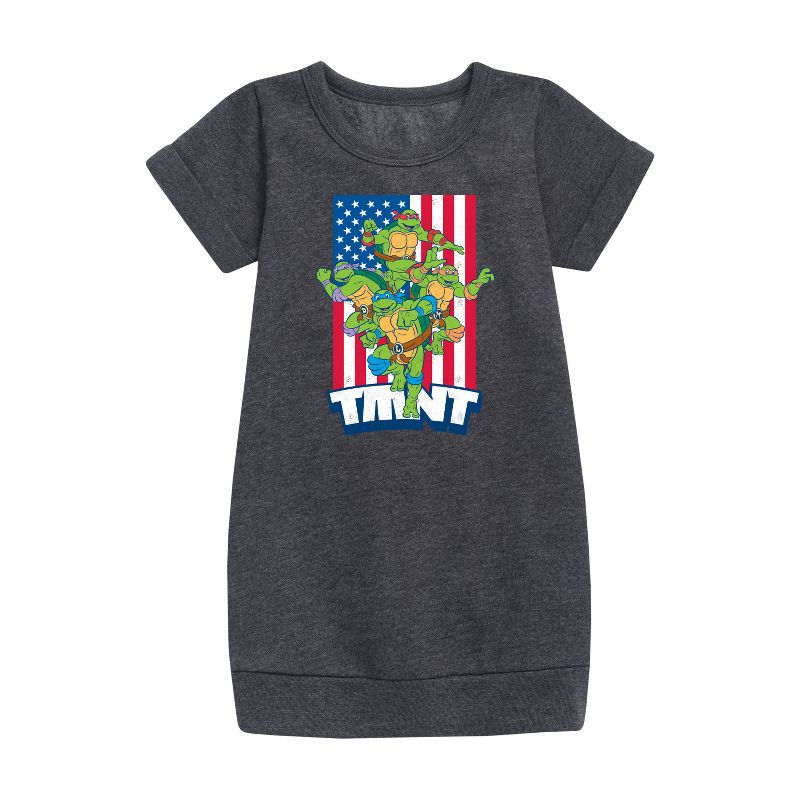 فستان بناتي من سلاحف النينجا المراهقة المتحولة - سلاحف الولايات المتحدة الأمريكية - فستان من الصوف بأكمام قصيرة