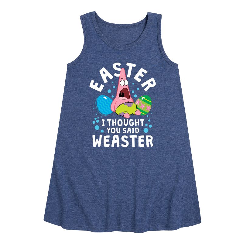 فستان سبونج بوب سكوير بانتس - فستان عيد الفصح بدون أكمام بتصميم هندسي