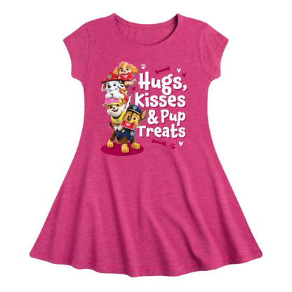 فستان بأكمام قصيرة بتصميم "Hugs Kisses Pup Treats" للفتيات من Paw Patrol