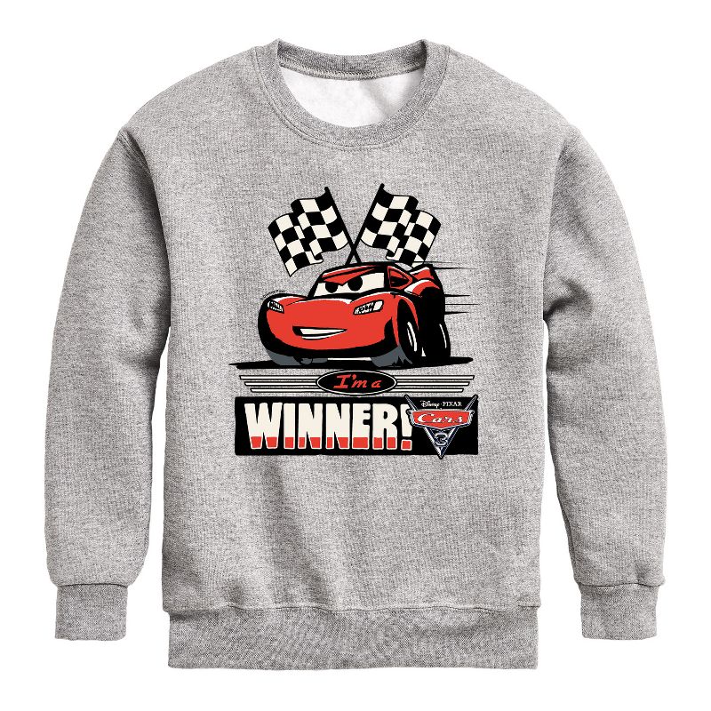 Boys' - Cars - I'm A Winner Graphic Long Sleeve Fleece Sweatshirt