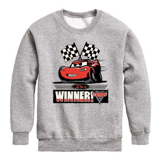 Boys' - Cars - I'm A Winner Graphic Long Sleeve Fleece Sweatshirt