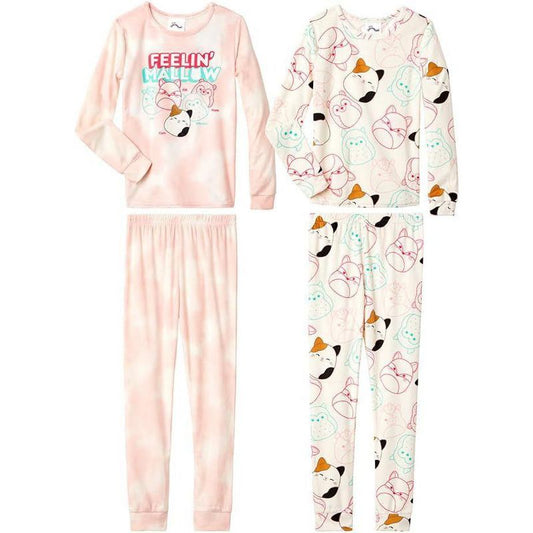 SQUISHMALLOWS Little/Big Girl's Cozy Long Sleeve 4-Piece Pajama Set