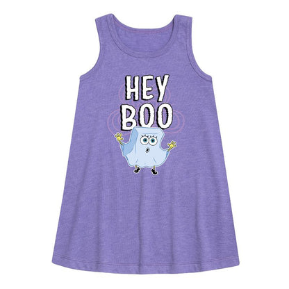 فستان هي بو الجرافيكي بدون أكمام بتصميم خطي للفتيات - سبونج بوب سكوير بانتس