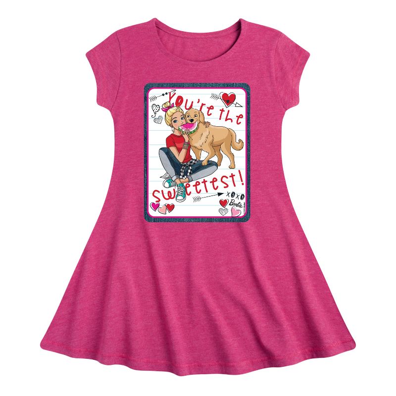 فستان باربي الأنيق بأكمام قصيرة - أنتِ أحلى باربي - للبنات