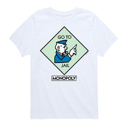 تي شيرت جرافيكي بأكمام قصيرة ومربعة من لعبة "اذهب إلى السجن" للأولاد - مونوبولي