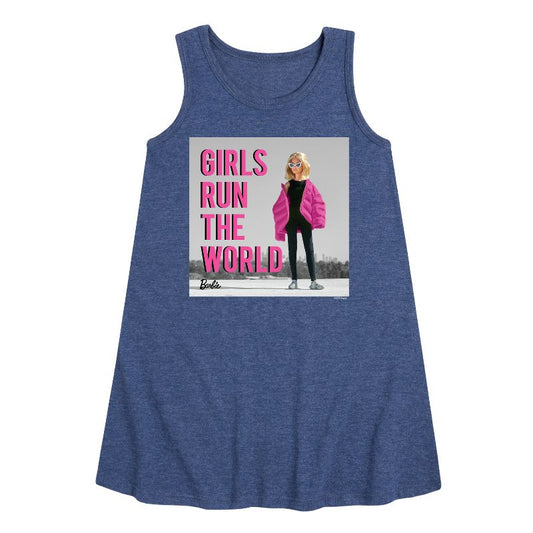 Girls' - Barbie - Girls Run the World Graphic Sleeveless Aline Dress