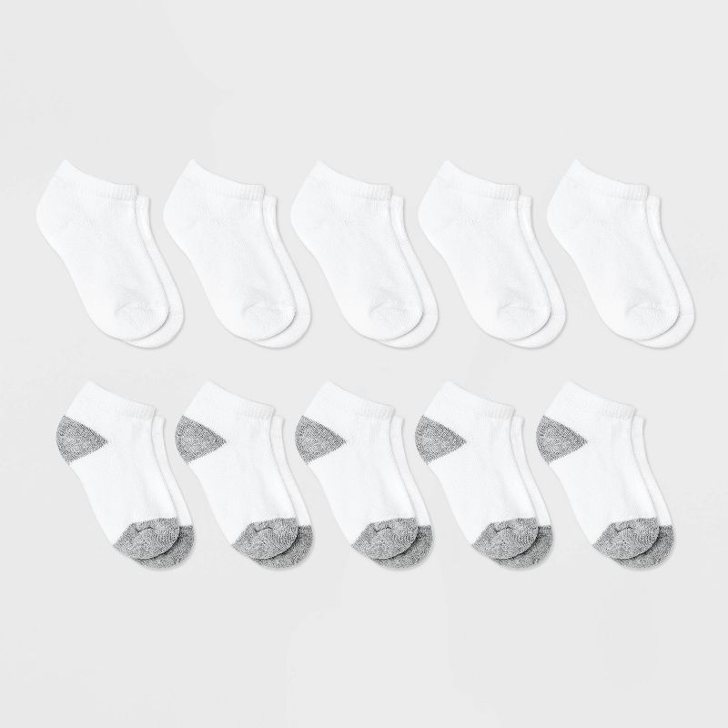 Boys' 10pk Athletic Low Cut Socks - Cat & Jack™ White