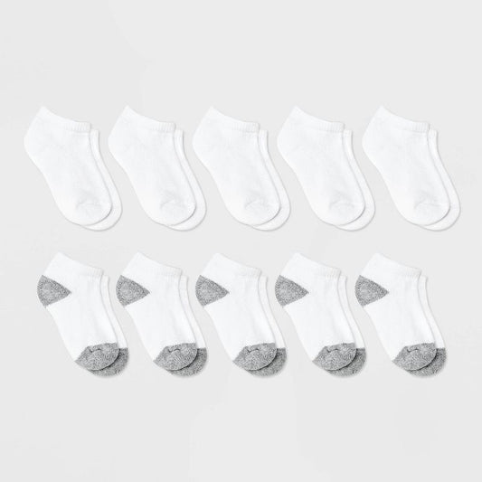 Boys' 10pk Athletic Low Cut Socks - Cat & Jack™ White
