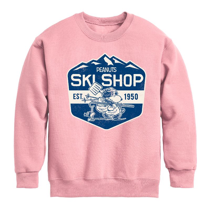 Boys' - Peanuts - Ski Shop Graphic Long Sleeve Fleece Sweatshirt