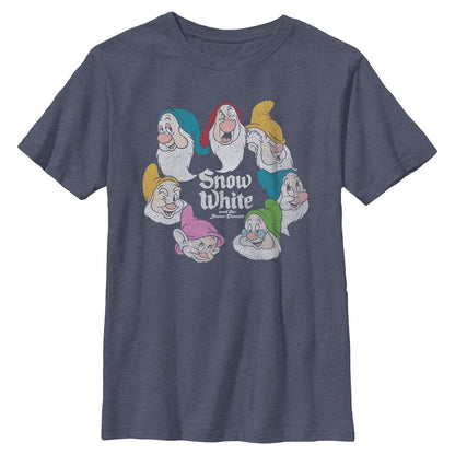 Boys Snow White and the Seven Dwarfs Classic Faces Distress T Shirt