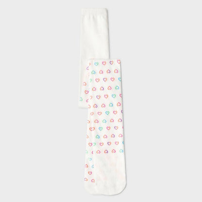 Girls' 'Hearts' Cotton Tights - Cat & Jack™ Ivory