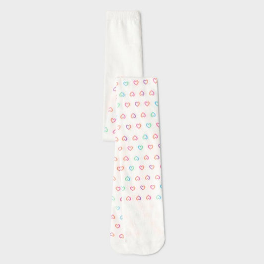 Girls' 'Hearts' Cotton Tights - Cat & Jack™ Ivory
