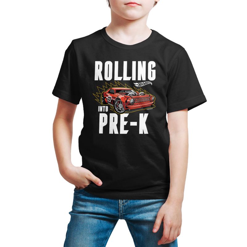 تي شيرت جرافيكي بأكمام قصيرة للأولاد من Hot Wheels - Rolling Into Pre-K