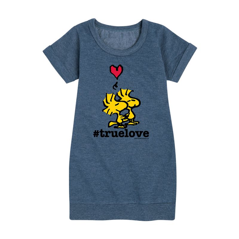 Girls' - Peanuts - True Love Woodstock Graphic Short Sleeve Fleece Dress