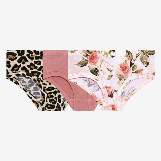 Girls Vintage Pink Rose 3 Pack Brief Set - Posh Peanut
