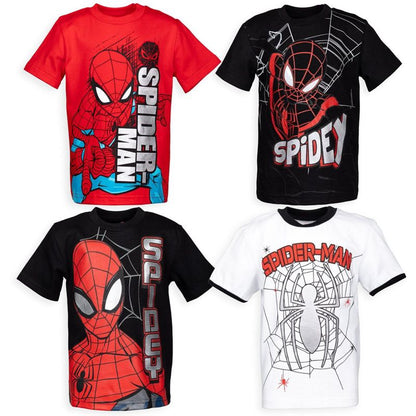 Marvel Spider-Man 4 Pack Pullover T-Shirts Little Kid to Big Kid