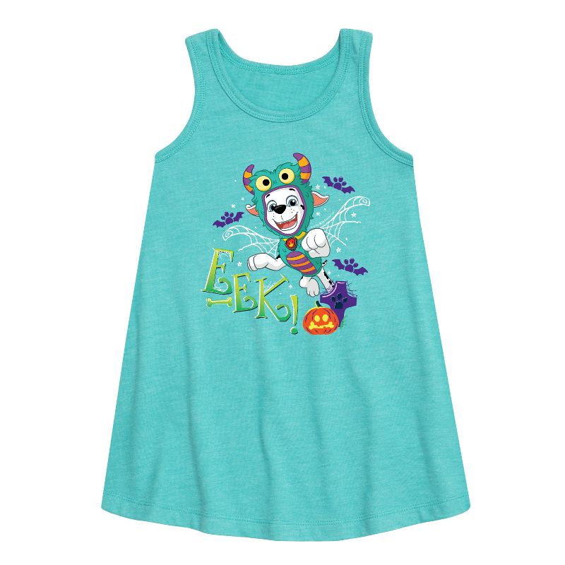 فستان إيك الجرافيكي بدون أكمام بتصميم خطي للبنات من باو باترول