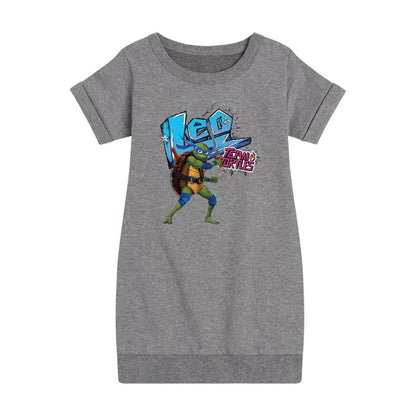 Girls' - Teenage Mutant Ninja Turtles - Leonardo AKA Leo Graphic Short Sleeve Fleece Dress