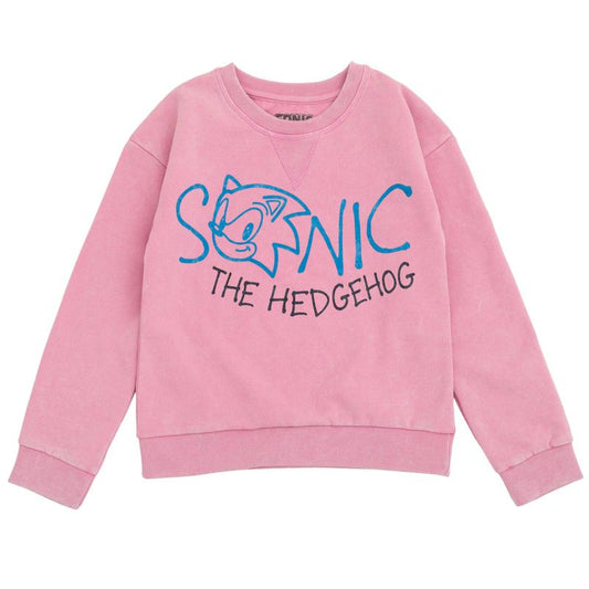 SEGA Sonic the Hedgehog Girls Fleece Oversized Drop Shoulder Sweatshirt Little Kid to Big Kid