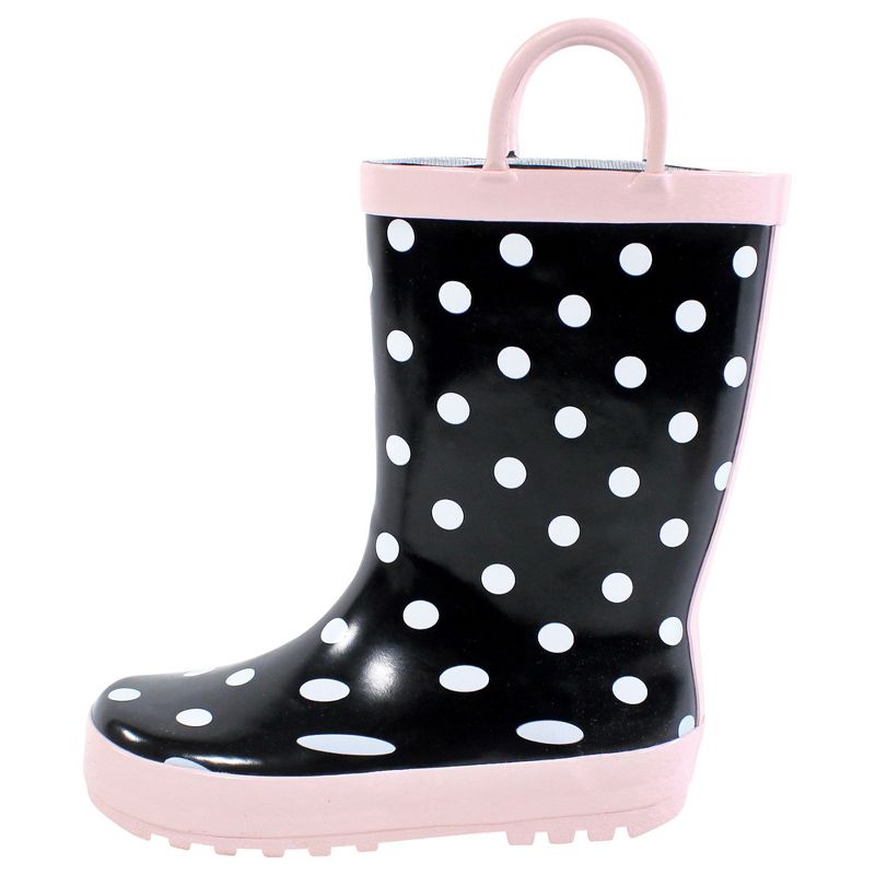 Hudson Baby Infant Girl Rain Boots, Black Dot Pink