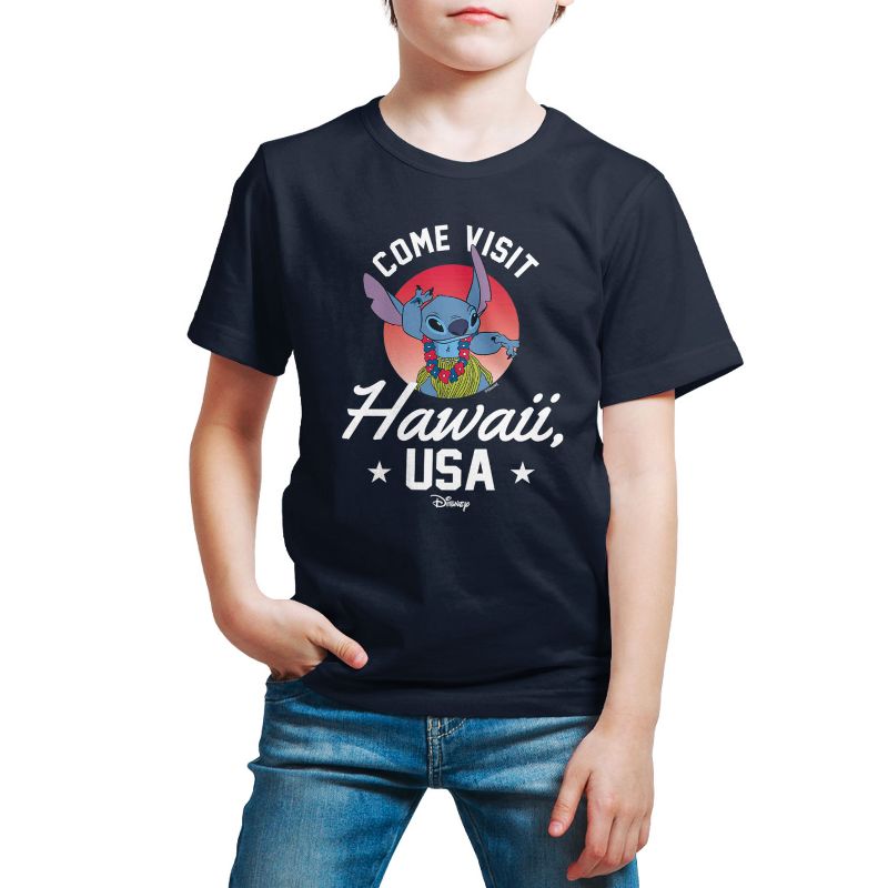 تي شيرت جرافيكي بأكمام قصيرة من هاواي الولايات المتحدة الأمريكية - ليلو وستيتش - للأولاد