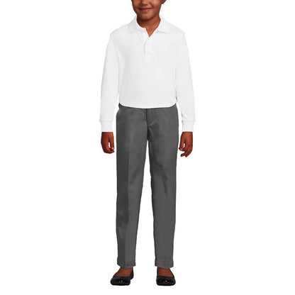 Lands' End School Uniform Kids Long Sleeve Interlock Polo Shirt