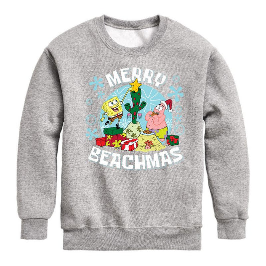 Boys' - SpongeBob SquarePants - Merry Beachmas Graphic Long Sleeve Fleece Sweatshirt