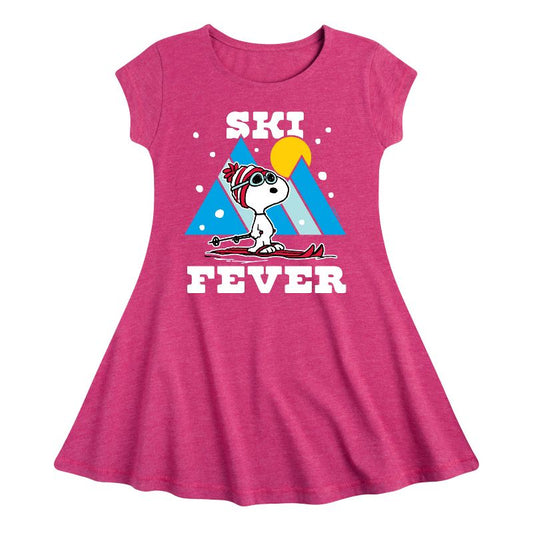 Girls' - Peanuts - Ski Fever Fit & Flair Cap Sleeve Dress