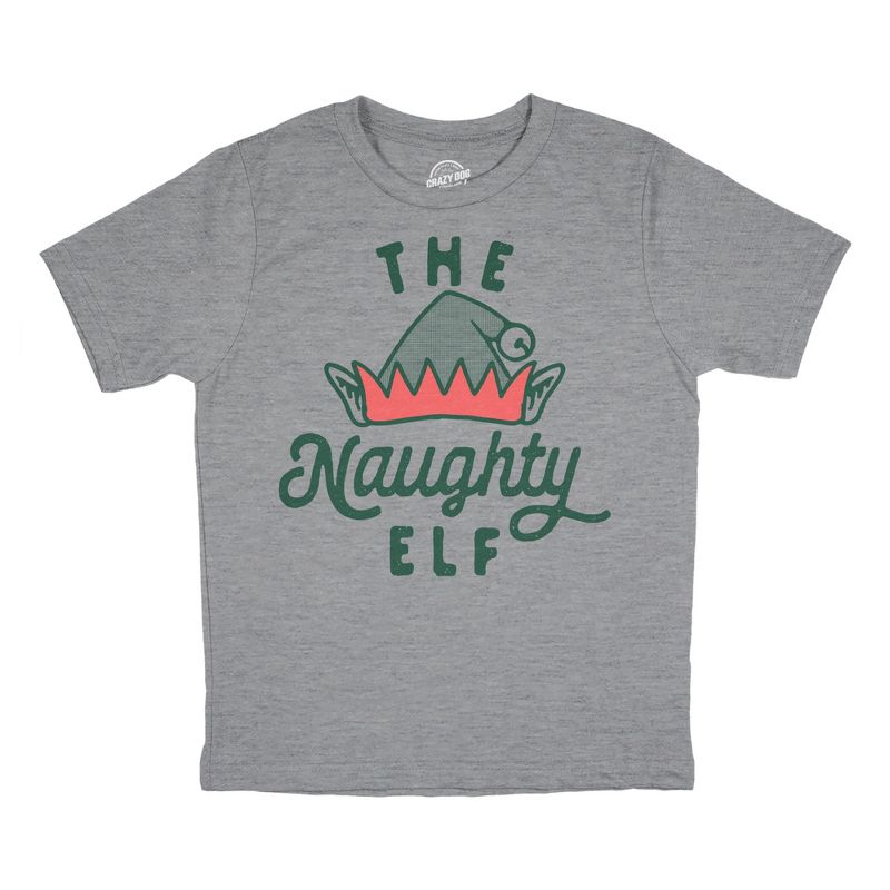 Youth The Naughty Elf T Shirt Funny Bad Behavior Xmas Elves Joke Tee For Kids - Crazy Dog Youth T Shirt