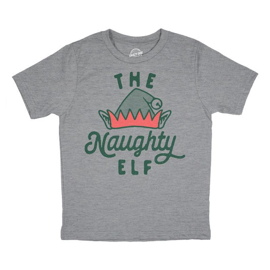 Youth The Naughty Elf T Shirt Funny Bad Behavior Xmas Elves Joke Tee For Kids - Crazy Dog Youth T Shirt