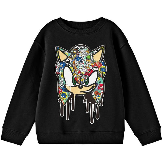 Bioworld Sonic The Hedgehog Graffiti Portrait Youth Black Crew Neck Sweatshirt