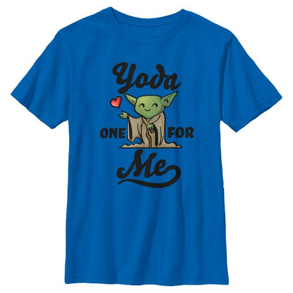 Boy's Star Wars Valentine's Day Yoda One for Me Cartoon T-Shirt