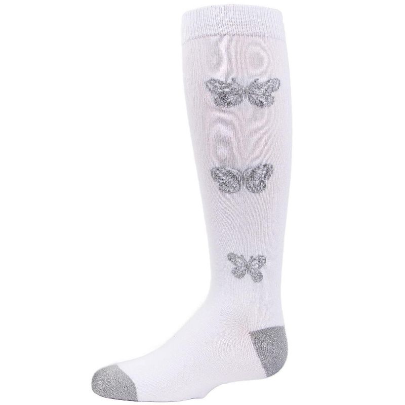 Memoi Girls' Glitter Butterfly Cotton Knee High Socks