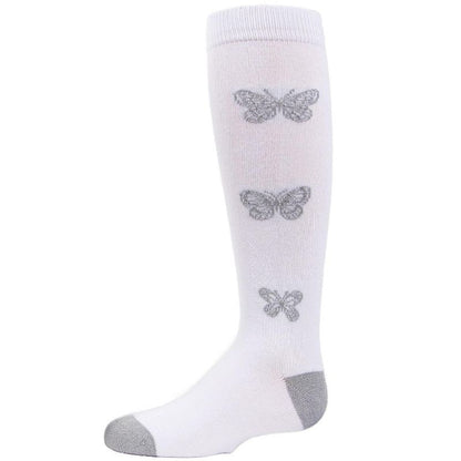Memoi Girls' Glitter Butterfly Cotton Knee High Socks