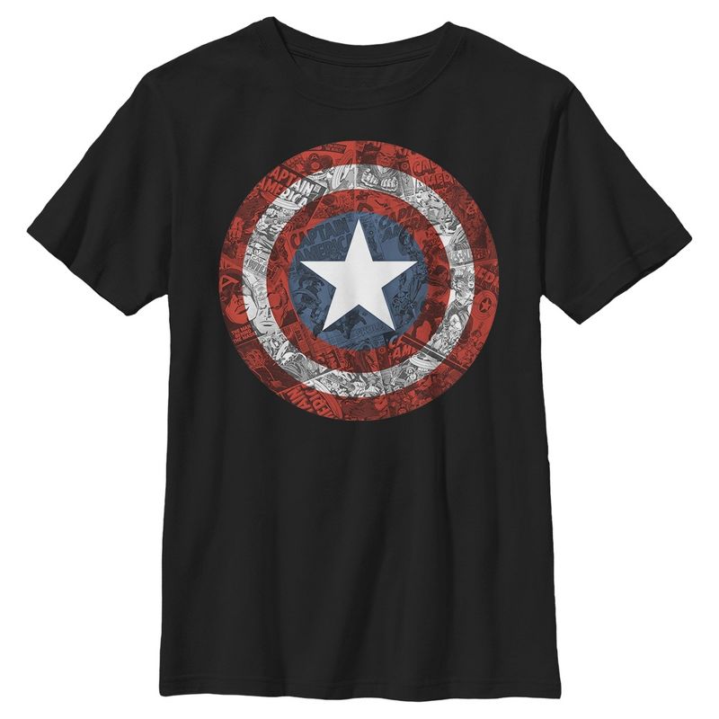 تي شيرت مطبوع عليه شعار Marvel Captain America Shield للأولاد