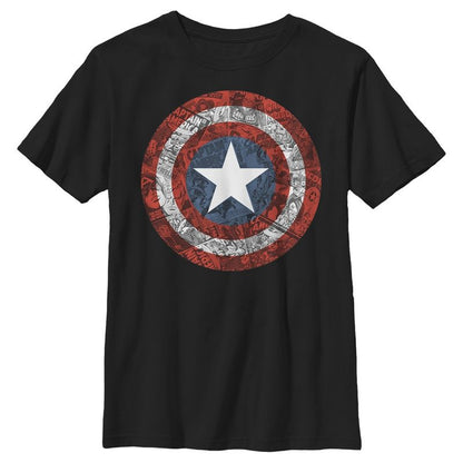 تي شيرت مطبوع عليه شعار Marvel Captain America Shield للأولاد