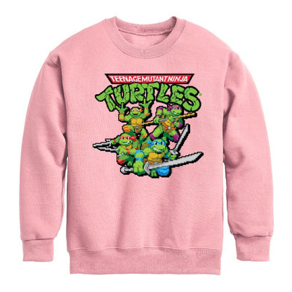 Boys' - Teenage Mutant Ninja Turtles - Gaming Group And Logo Graphic Long Sleeve Fleece Sweatshirt