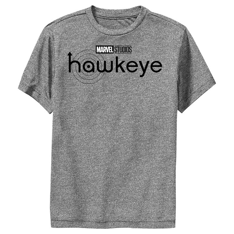 Boy's Marvel Hawkeye Black and White Logo Performance Tee