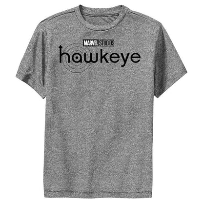 Boy's Marvel Hawkeye Black and White Logo Performance Tee