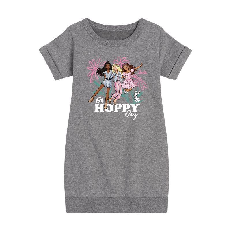 Girls' - Barbie - Easter Graphic Short Sleeve Fleece Dress