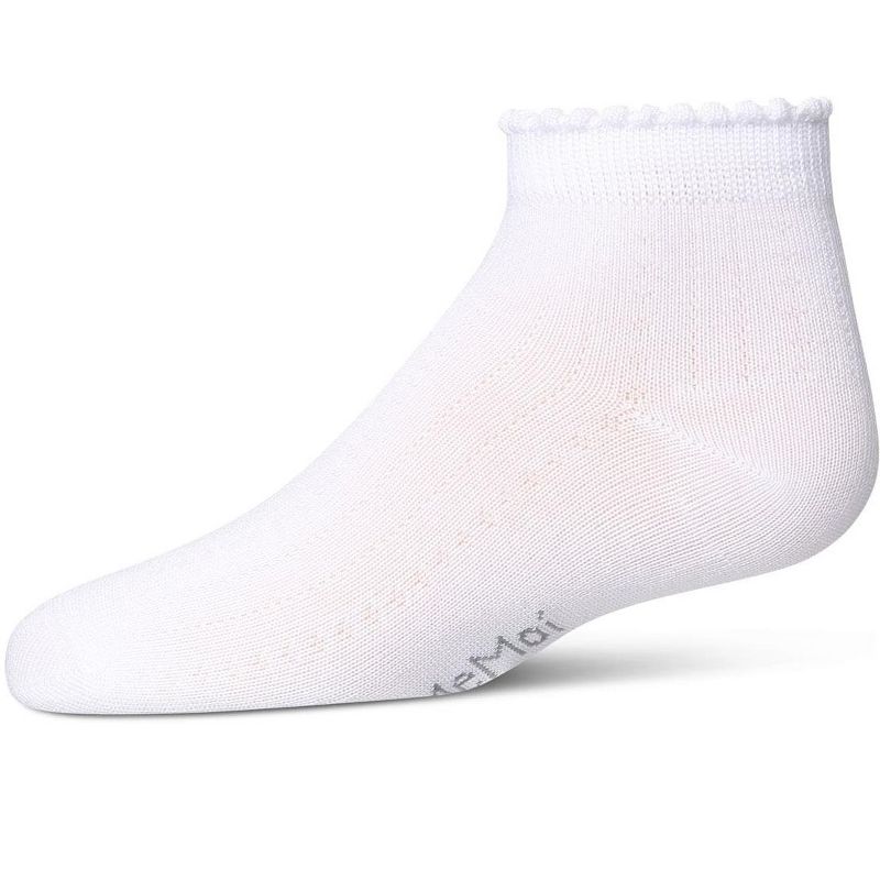 Memoi Ditsy Floral Scalloped Cuff Anklet Sock