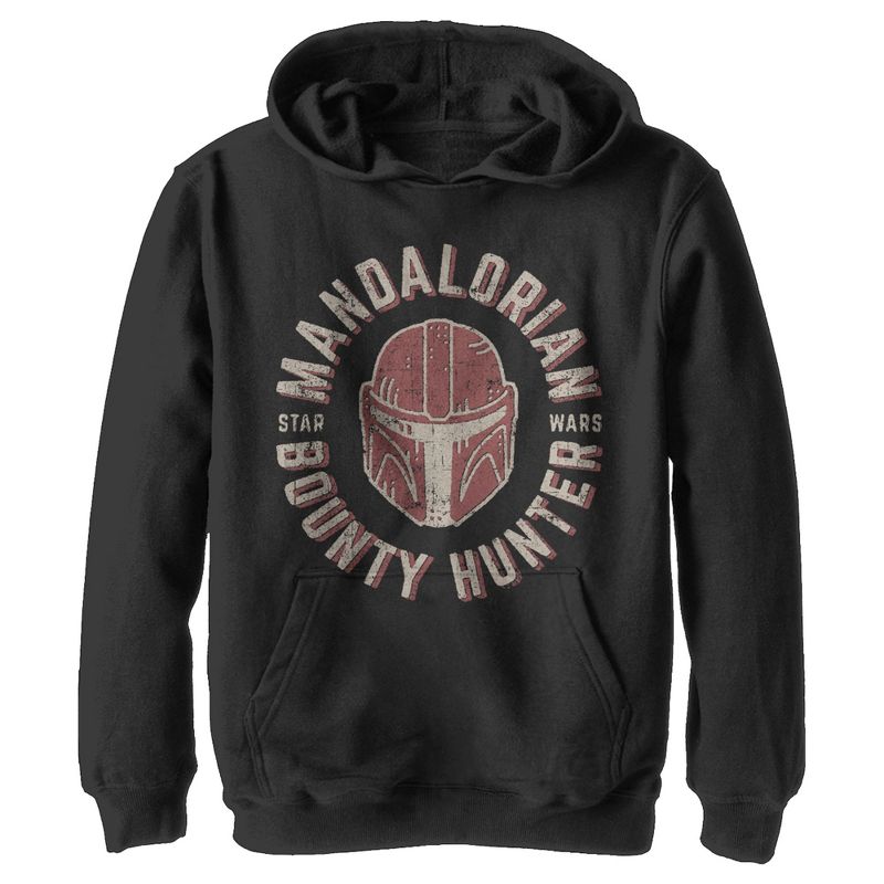 Boy's Star Wars The Mandalorian Helmet Stamp Pull Over Hoodie