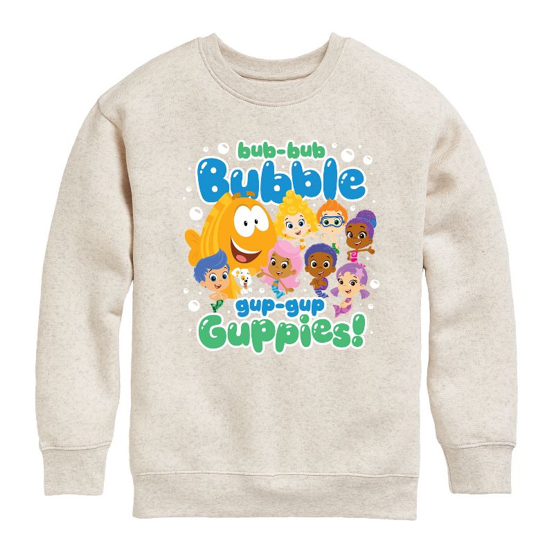 Boys' - Bubble Guppies - Bub Bub Bubble Gup Gup Guppies Graphic Long Sleeve Fleece Sweatshirt
