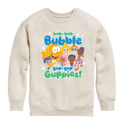 Boys' - Bubble Guppies - Bub Bub Bubble Gup Gup Guppies Graphic Long Sleeve Fleece Sweatshirt