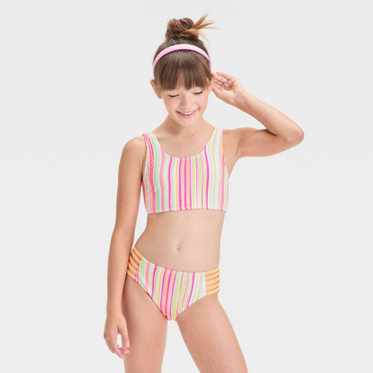 Girls' Sunkissed Striped Bikini Set - art class™