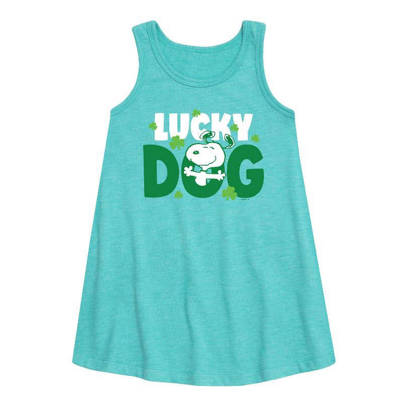 Girls' - Peanuts - Snoopy Lucky Dog Graphic Sleeveless Aline Dress