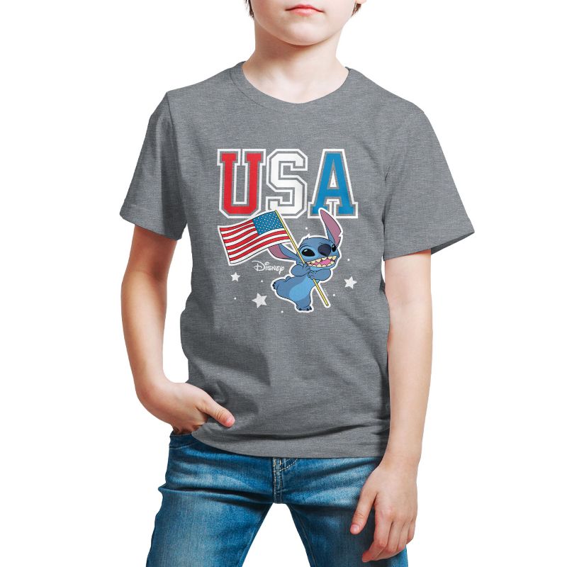Boys' - Lilo and Stitch - USA Stitch Short Sleeve Graphic T-Shirt